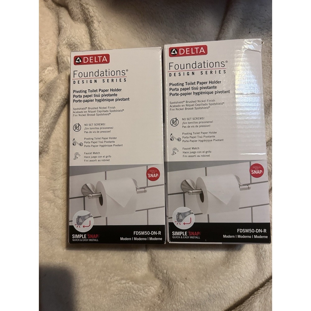 Lot Of Two Delta Foundations Fdms50-dn-r Toilet Paper Holder Brushed‎ Nickel